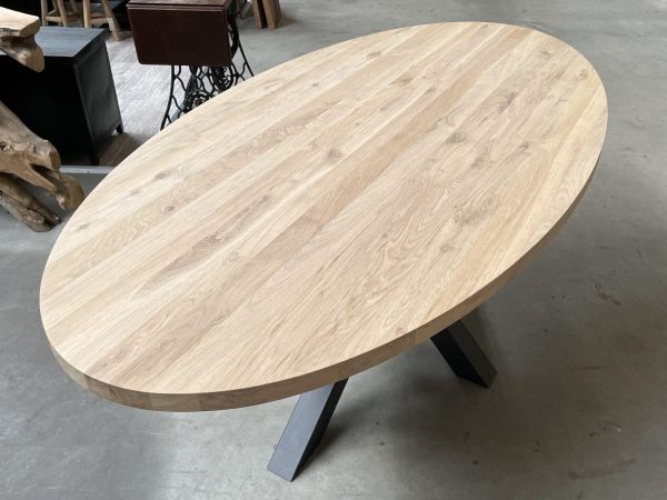Tafelblad ovaal - Massief eiken - 40 mm - Afbeelding 6