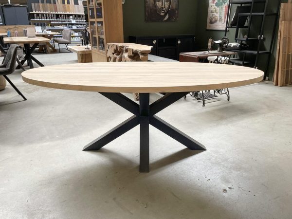 Tafelblad ovaal - Massief eiken - 40 mm - Afbeelding 7