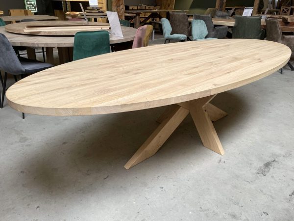 Tafelblad ovaal - Massief eiken - 40 mm