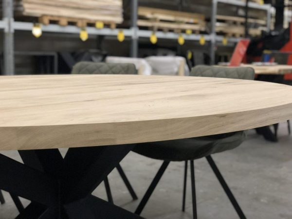 Tafelblad rond - Massief eiken - 40 mm - Afbeelding 4
