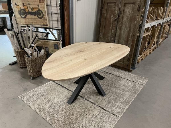 Tafelblad kiezel / druppel (facet rand) - Massief eiken - 40 mm - Afbeelding 6
