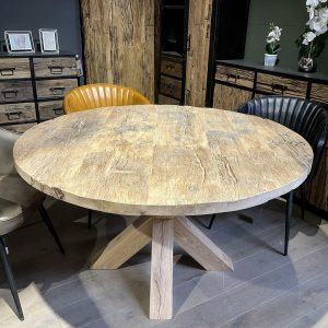 Tafelblad rond - authentiek Eiken - incl. onderstel - 40 mm