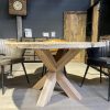 Tafelblad rond - authentiek Eiken - incl. onderstel - 40 mm - Afbeelding 4