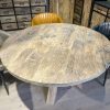 Tafelblad rond - authentiek Eiken - incl. onderstel - 40 mm - Afbeelding 2
