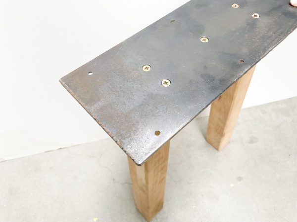 Rechte poot (bankje)- massief Eiken - koker: 5x5 cm - Afbeelding 3