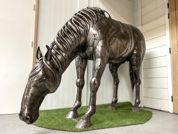 Levensgroot paard - metaal - hoofd omhoog - Afbeelding 4