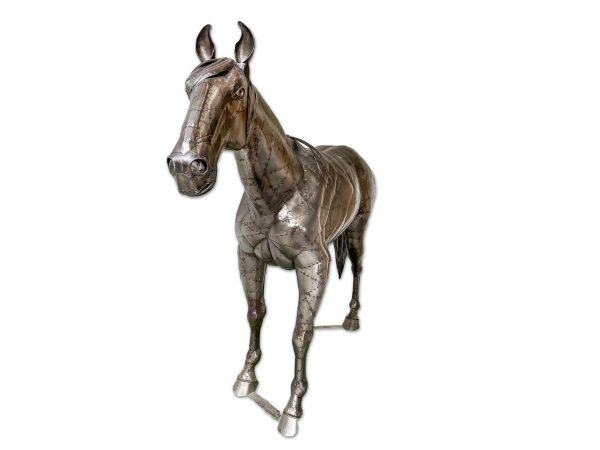 Levensgroot paard - metaal - hoofd omhoog - Afbeelding 3