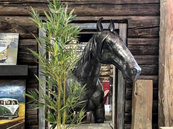 Levensgroot paard - metaal - hoofd omhoog - Afbeelding 2