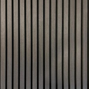 Een akoestisch wandpaneel in de kleur Black Oak. Deze panelen verbeteren de akoestiek in de ruimte en geven een chique uitstraling.
