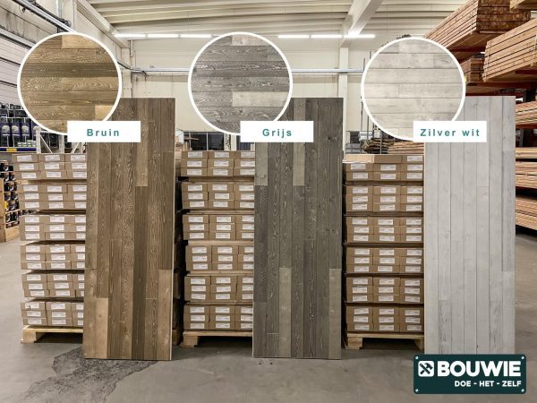 Wandbekleding - Steigerhout-look - Zilver wit - Afbeelding 2