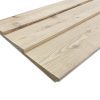 3 planken Douglas onbehandeld (blank) Zweeds rabat tegen een witte achtergrond. Bij Bouwie te koop