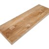 Een Wandplank gemaakt van massief elmwood hout met een rechte kant