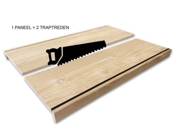 Eiken overzet treden met antislap. Met deze Eiken treden kan je eenvoudig je trap opnieuw bekleden.