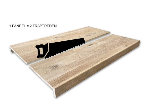 Eiken overzet treden, zonder antislip, waarmee je gemakkelijk je trap opnieuw kan bekleden.