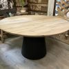 Complete tafel rond - Oud Eiken - Core wood