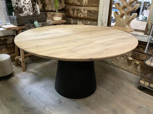 Complete tafel rond - Oud Eiken - Core wood