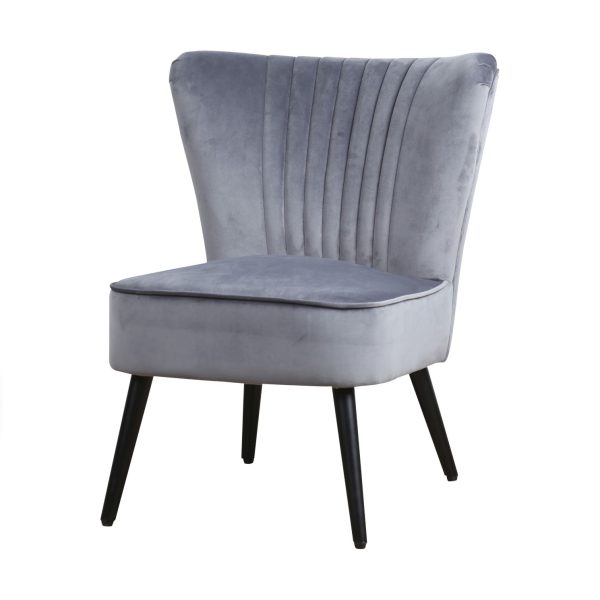 Fauteuil Eva - Velours - Grijs