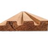 Thermisch gemodificeerd vurenhout - triple rhombus rabatdelen. Prachtige luxe rhombus rabatdelen die ook nog eens zeer duurzaam zijn. In de trend van de populaire akoestische wandpanelen. Verkrijgbaar bij Bouwie in de lengtes 360 en 450 cm voor een scherpe prijs