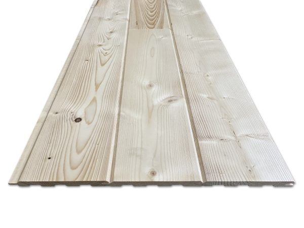 Vuren V-delen, mooi als gevelbekleding. Verkrijgbaar bij Bouwie in diverse lengtes voor €12,95 /m²