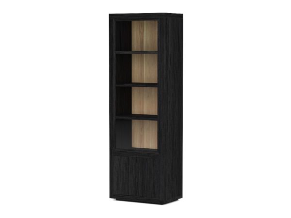 vitrinekast Fort 1-deur eiken zwart. Mooie compacte kast met voldoende opbergruimte. Te koop bij Bouwie