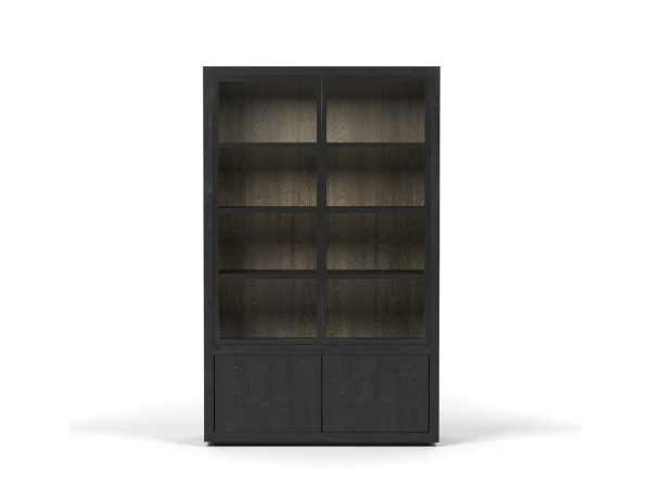 vitrinekast Fort 2-deurs eiken zwart. Mooie compacte kast met voldoende opbergruimte. Te koop bij Bouwie. Artikelnummer: FOCB004BLK